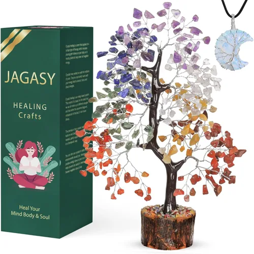Vista 9 de JAGASY Regalos de cristal para hombres, árbol de la vida, decoración de habitación, artículos de Feng Sui, árbol de cristal para energía positiva