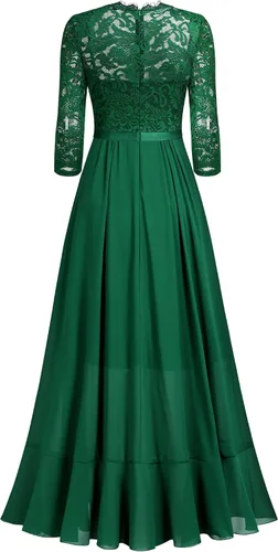 Vista 7 de Vestido largo de dama de honor con vuelos de encaje y cuello en V para mujer de MIUSOL