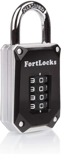 Vista 6 de FortLocks - Candado de combinación de 4 dígitos, resistente, de acero inoxidable endurecido, resistente a la intemperie y al aire libre, fácil