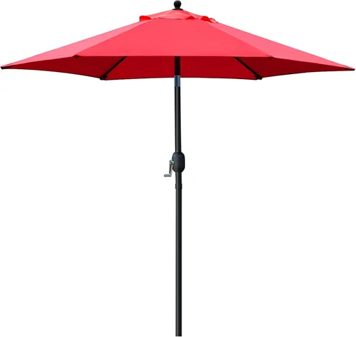 Vista 10 de Sunnyglade Sombrilla de Patio de 7.5 Pies para Exteriores, Sombrilla de Mesa de Mercado con Botón de Presión de Inclinación/Manivela, 6 Varillas