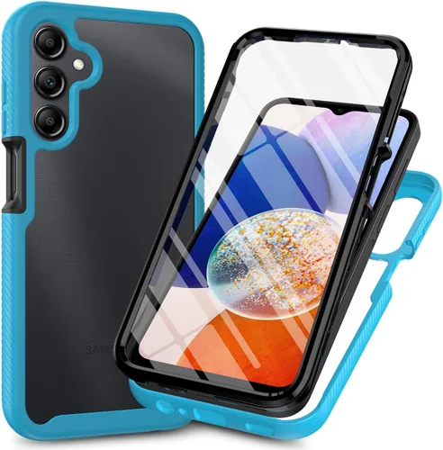 Vista 8 de Funda para Samsung Galaxy A13 LTE 4G, Samsung A13 LTE Funda para teléfono con protector de pantalla integrado, cubierta trasera delgada transparente