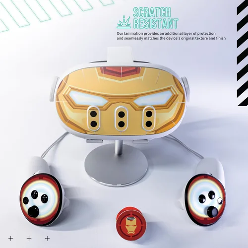Vista 3 de Kit de adhesivos para la piel fácil de aplicar compatible con Meta Quest 3 Accesorios para auriculares Bounty Hunter VR Funda protectora