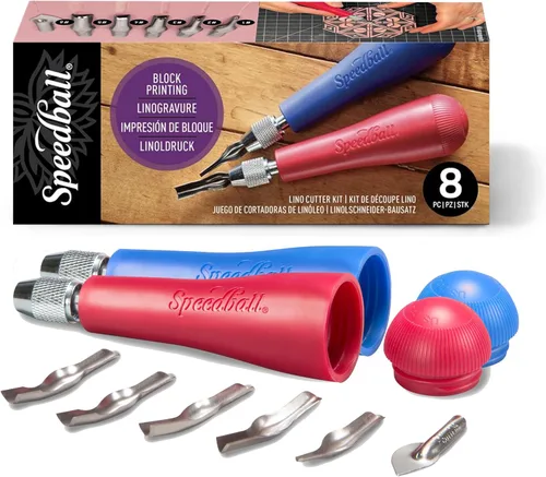 Vista 9 de Speedball Cortador de linóleo estilo cúter, con varias cuchillas Rojo