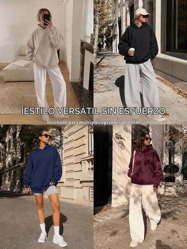 Vista 6 de Trendy Queen Sudaderas con capucha de gran tamaño para mujer, sudaderas de felpa para mujer, suéteres de moda de otoño, suéteres de invierno Lunares