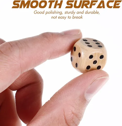 Vista 3 de Juego de 10 dados de madera D6 de madera de seis caras, juego estándar de matemáticas, mini dados de mesa para tablero de enseñanza en el aula