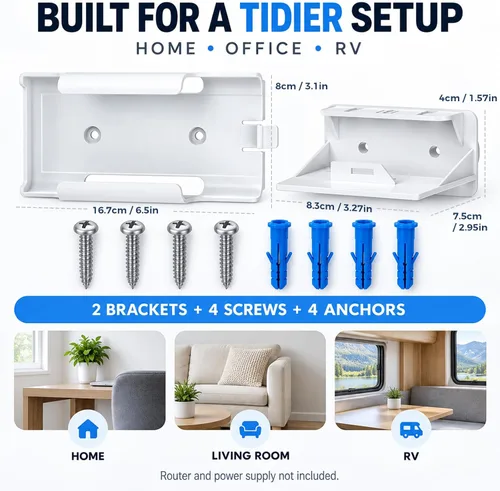 Vista 9 de XLTTYWL® Soporte de pared 2 en 1 para enrutador Starlink V5 y fuente de Blanco