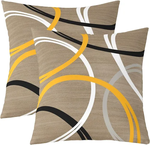 Vista 34 de Castle Fairy Juego de 2 fundas de almohada modernas con estampado de líneas geométricas de doble cara de 16 x 16 pulgadas, color gris, negro y rojo