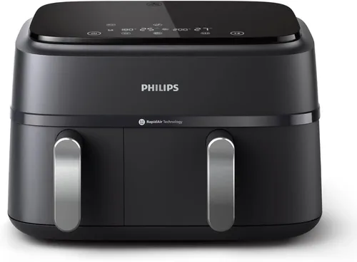 Vista 2 de Freidora de aire de cesta doble Philips Serie 3000 — 8 funciones en 1, 9 litros, 2 cajones, tiempo de cocción sincronizado automáticamente, 90%
