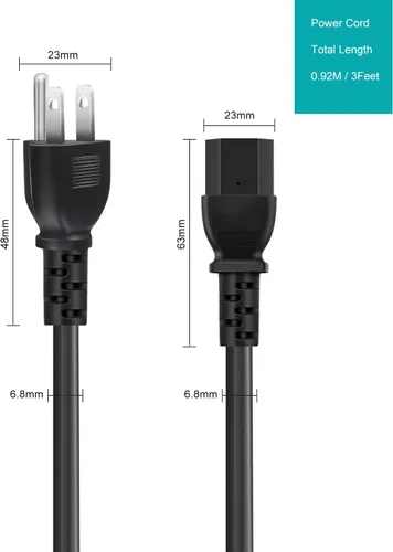 Vista 5 de Cable de alimentación de 3 clavijas para TV LG 42LG50 42LK450 32LG30 42CS570 42LK520 32LV2500 42LF11 42LG20 42LG30 42LG30DC 42LG70 42LG70 42LG20