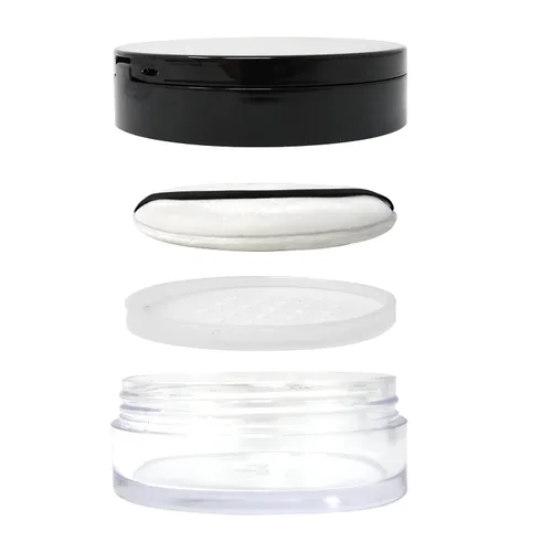 Vista 3 de Honbay Contenedor de polvo de maquillaje reutilizable vacío con esponja de polvo, tamiz y espejo, contenedor compacto de plástico para polvo suelto