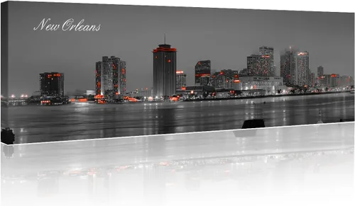 Vista 23 de 3 paneles de Atlanta Skyline vista de la ciudad en blanco y negro, imágenes panorámicas de edificio de ciudad, decoración de pared para sala
