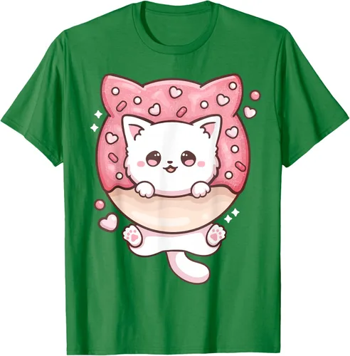 Vista 55 de Camiseta Kawaii Cat Donut Anime Lover Otaku, Negro