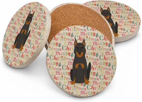 Vista 14 de Abyssinian Sand Terrier Merry Christmas - Posavasos grandes de piedra arenisca (4 unidades)