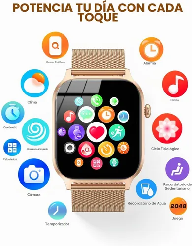 Vista 7 de Relojes inteligentes para mujer (llamadas/recordatorios), reloj inteligente HD de 1.85 pulgadas para teléfonos Android y iPhone compatible, más