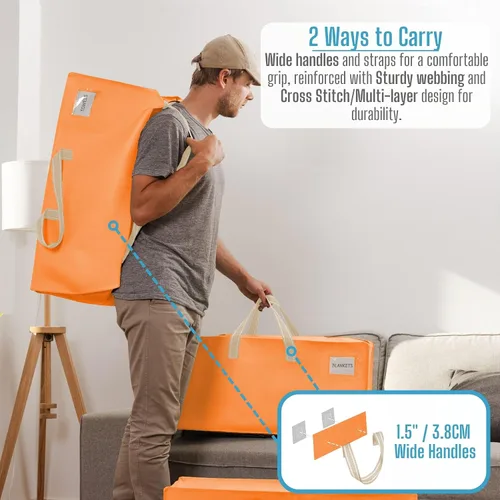 Vista 3 de VENO Paquete de 6 bolsas de mudanza resistentes con correas de mochila, cremalleras y asas, bolsas de embalaje extragrandes para artículos