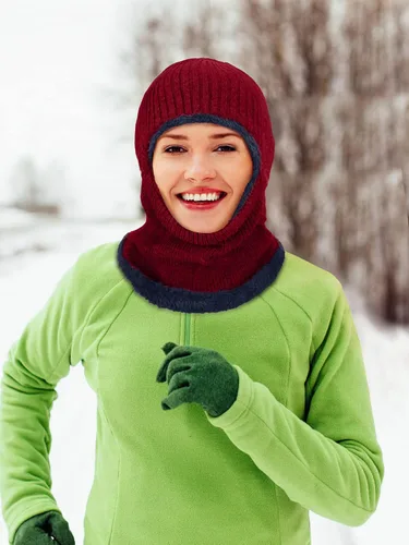 Vista 14 de Pasamontañas de punto calentador resistente al viento sombrero que cubre la cara para hombres mujeres forro polar deportes al aire libre