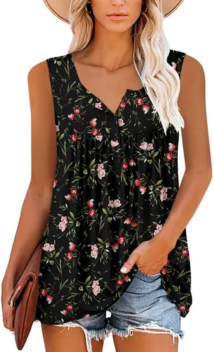 Vista 2 de Camisetas sin mangas para mujer y camisetas florales de verano de manga corta