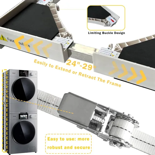 Vista 4 de Kit de apilamiento universal para lavadora y secadora, kit de apilamiento universal reforzado para lavadora y secadora de carga frontal de 24 a 29