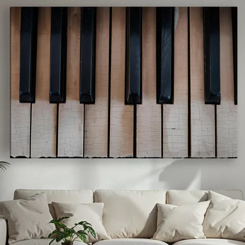 Vista 37 de LuxeWood Arte de Pared Musical en Lienzo - Impresiones Temáticas Musicales Medianas y Grandes para Sala de Estar, Oficina, Estudio, Airbnb
