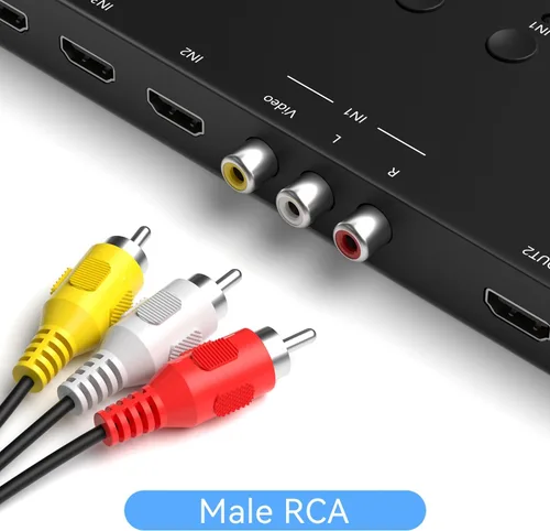 Vista 5 de Convertidor RCA macho a HDMI, adaptador compuesto CVBS AV a HDMI, interruptor de salida Full HD 720P/1080P para DVD, STB, VCR