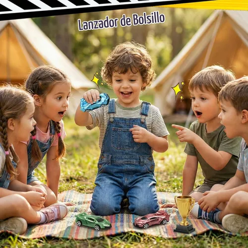 Vista 5 de Aooess 6 PC Catapult Car Toy para Kid 3-5 Car Toy Set con lanzadores Trofeo Coches de carreras de bolsillo portátiles, juguetes interactivos