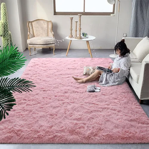 Vista 16 de DweIke Alfombras de pasillo beige esponjosas para dormitorio, 2 x 6 pies, alfombra larga de felpa suave para niñas y niños, antideslizante y lavable