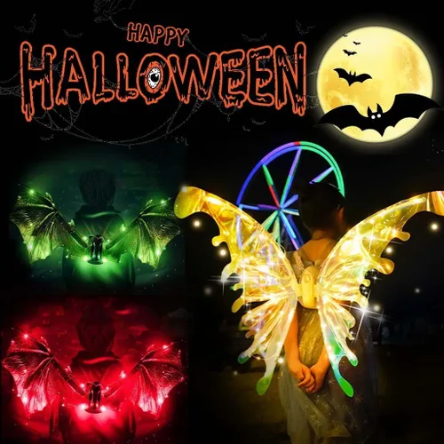 Vista 6 de GoolRC Alas de hadas iluminadas, alas de mariposa en movimiento con luces y música, ajustables, alas de mariposa LED para adolescentes, como