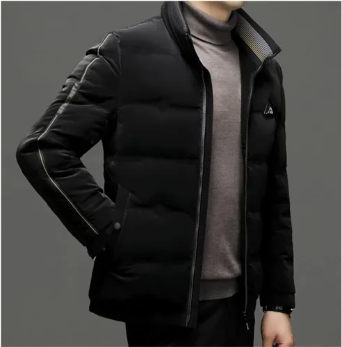 Vista 3 de CZDYUF - Chaqueta de invierno para hombre, cuello alto, casual, cálida, gruesa, para negocios, para personas jóvenes (color D, talla XL)