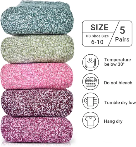 Vista 3 de Clothclose 5 Pairs Wool Socks - Warm Wool Socks For WomenMen Super Soft Crew Socks Boot Socks Thick Knit Cozy Socks