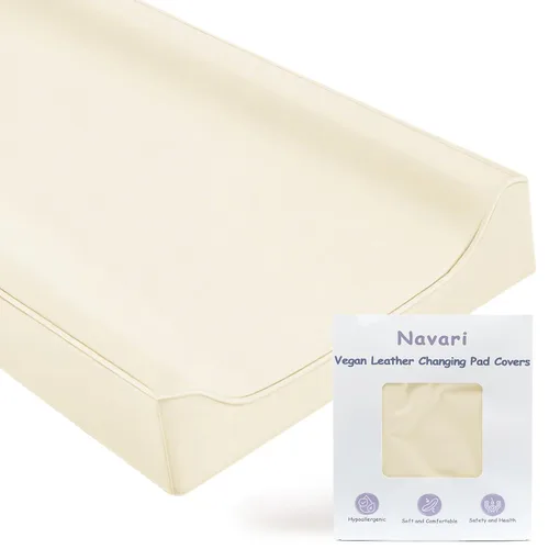Vista 8 de Funda de cuero vegano para cambiador, 31 x 16 pulgadas, impermeable, lavable, extragruesa, portátil y antideslizante alfombrilla de pañales, se
