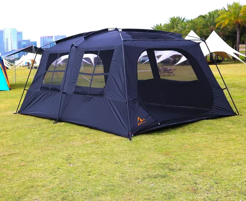 Vista 18 de KTT Extra Large Tent 6-10-12-14 Person(A),Family Cabin Tents,2 Rooms,3 Doors and 3 Windows with Mesh,Straight Wall,Waterproof,Double Layer,Big Tent