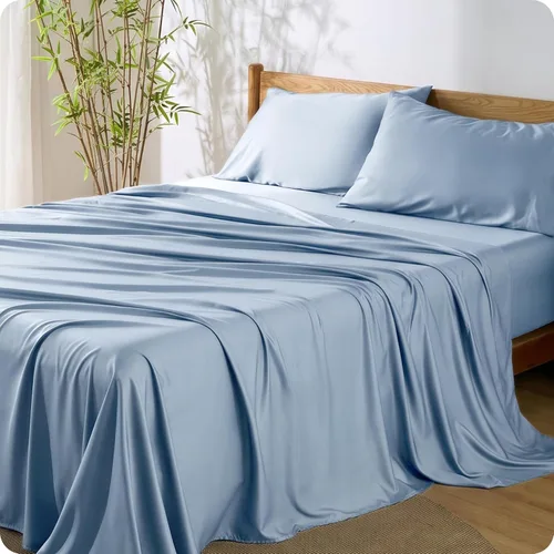 Vista 14 de Bedsure PureWoven 100% rayón derivado de bambú, sábanas de cama individual 01 - Gris oscuro