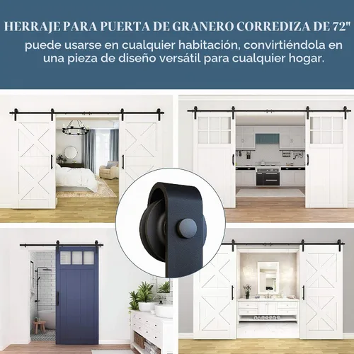 Vista 4 de National Hardware Kit clásico para puerta de granero interior, 72 pulgadas Mate negro