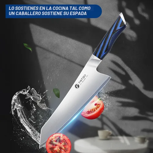 Vista 5 de FINTISO - Cuchillo de chef de 8 pulgadas, cuchillo de cocina de gama alta con mango G10, cuchillo de cocina profesional de acero inoxidable japonés