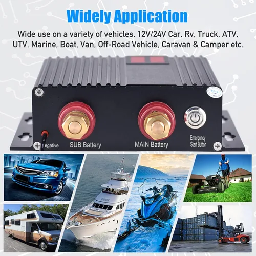 Vista 5 de Aislador inteligente de doble batería, 12 V/24 V, relé sensible al voltaje universal de 250 amperios - VSR para automóvil, RV, ATV, UTV, cámper