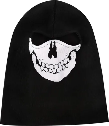 Vista 4 de Máscara de equipo fantasma, pasamontañas, disfraz de calavera, resistente al viento, máscara de esquí para motocicleta Negro