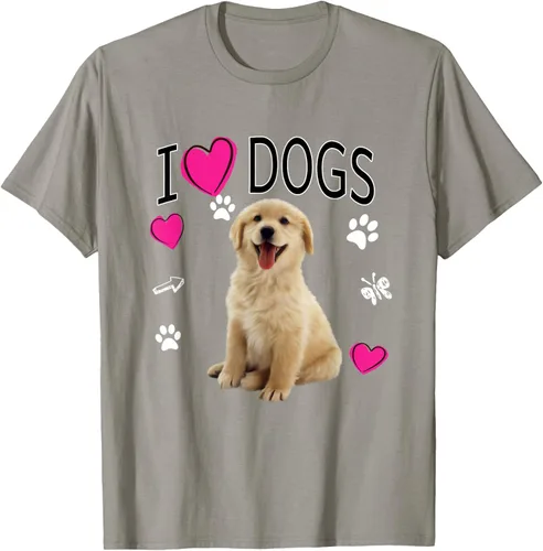 Vista 24 de Camiseta I Love Dogs - Camiseta Golden Labrador retriever, Azul Negro