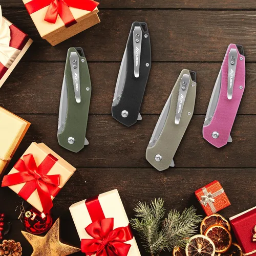 Vista 8 de FLISSA Cuchillo de bolsillo, cuchillo táctico plegable con mango G10, hoja D2, seguro de revestimiento, clip de bolsillo, cuchillo EDC para Negro