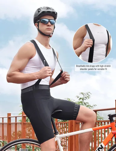 Vista 5 de Przewalski Pantalones cortos de ciclismo Pro Team para hombre, con acolchado 4D, pantalones cortos de ciclismo ajustados para ciclismo de carretera
