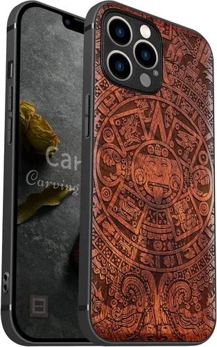 Vista 14 de Carveit Funda magnética de madera para iPhone 12 Pro [madera natural y TPU suave negro] a prueba de golpes, funda de madera única y elegante