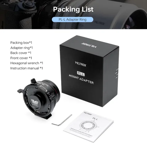 Vista 7 de VILTROX Adaptador de lente PL-L, anillo convertidor de lente de cámara, anillo adaptador compatible con lente PL a cámara de montaje en L Panasonic