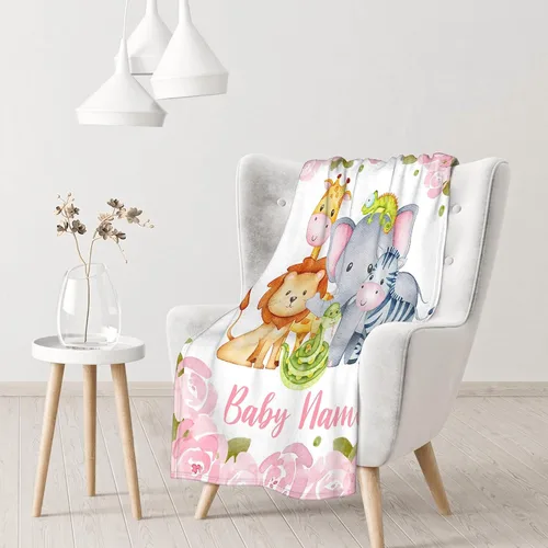 Vista 5 de Manta de bebé personalizada para niñas y niños, manta de bebé personalizada con nombre para niños pequeños, niños, ducha, recién nacidos, guardería