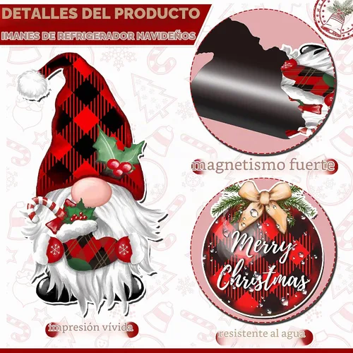 Vista 3 de WHYMEO - Imanes de gnomo navideño para refrigerador, 14 calcomanías