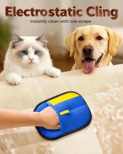 Vista 5 de Guante Removedor de Pelo de Mascotas, Guante Removedor de Pelo de Mascotas Engrosado Mejorado para Gatos y Perros, Guantes de Aseo para Gatos