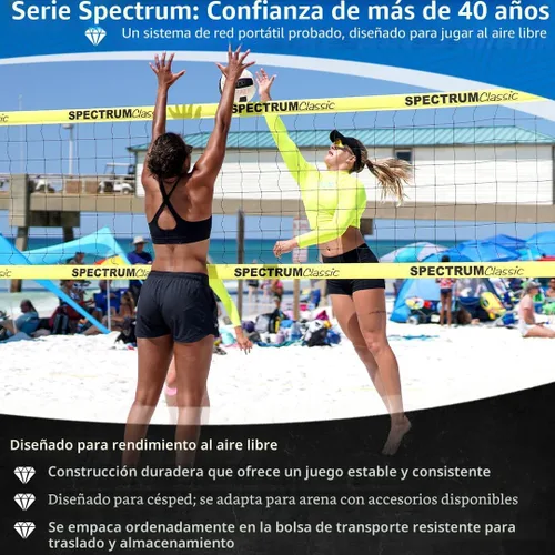Vista 5 de Park & Sun Sports Spectrum Classic: Sistema de red de voleibol profesional ajustable para exteriores Negro