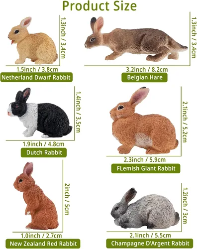 Vista 4 de Toymany 12 figuras de conejo de Pascua para niños, figuras de conejo, juguete de animales de granja para decoración de pasteles, recuerdos de fiesta