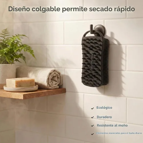 Vista 5 de 2 piezas de cepillo corporal de silicona, cepillo de baño y ducha exfoliante 2 en 1, esponja de loofah de silicona suave para piel sensible