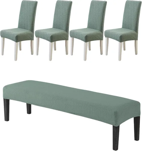 Vista 11 de CRFATOP 4 Piezas de Fundas Elásticas para Silla de Comedor con Funda para Banco Fundas Impresas para Silla de Comedor Fundas para Cojín de Asiento