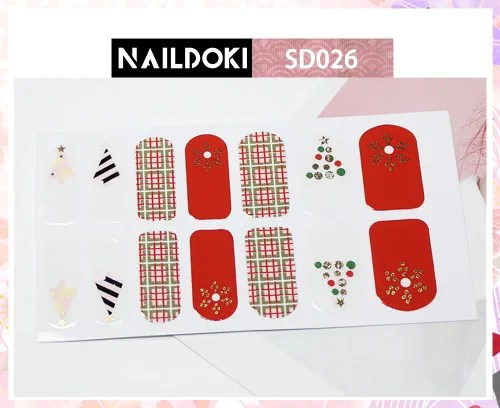 Vista 5 de Calcomanías de uñas, 6 hojas x 14 piezas de tiras de esmalte de uñas, calcomanías de gel autoadhesivas para mujeres y niñas