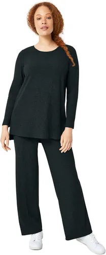 Vista 5 de Ellos Pantalones de punto acanalado de pierna ancha para mujer de talla grande